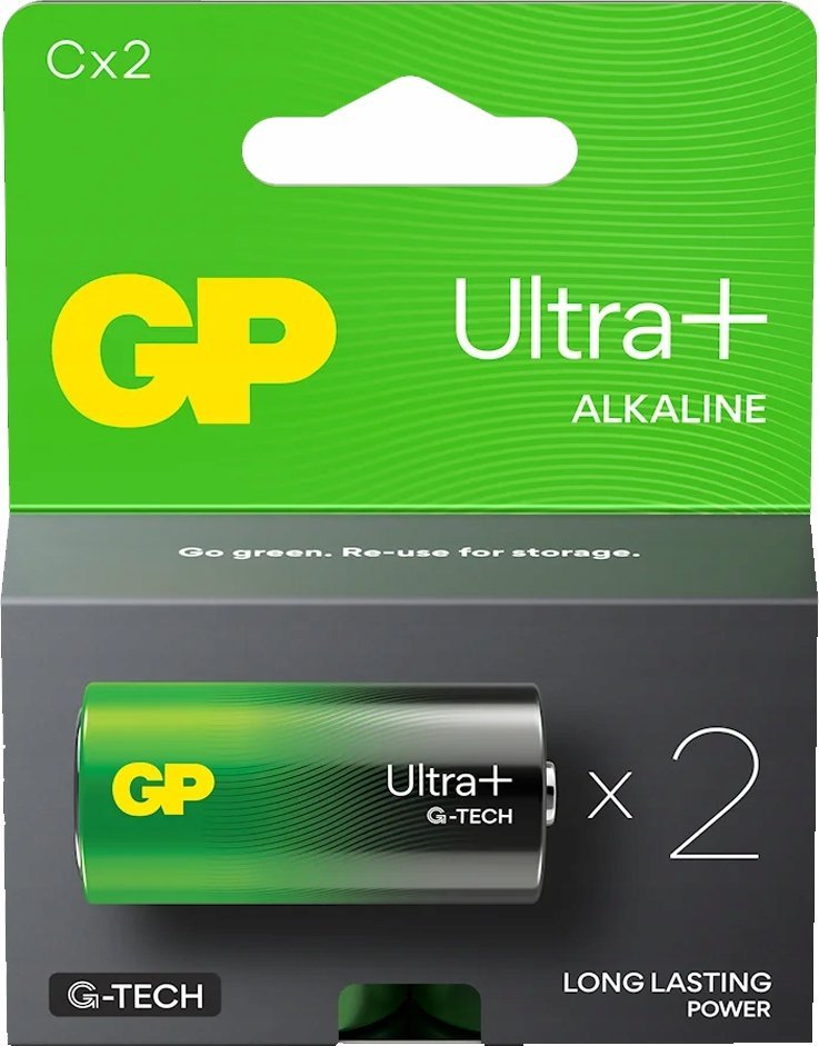 Bateri alkaline GP Ultra+ ULP14A654C2 C, 1.5V, paketim 2 copë