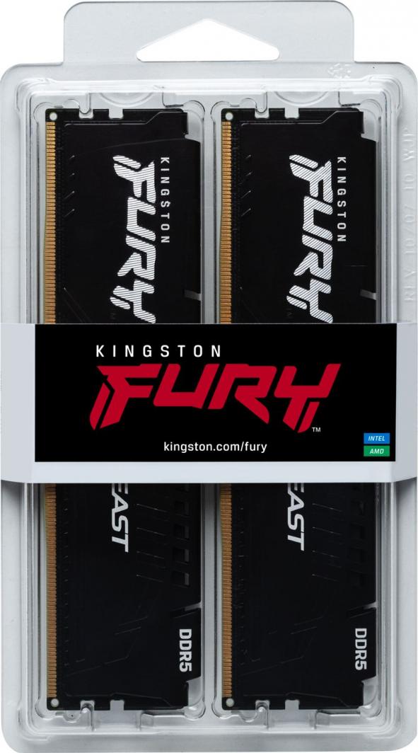 Memorie Kingston Fury Beast, DDR5, 16 GB, 5600 MHz, CL40, KF556C40BBK2-16
