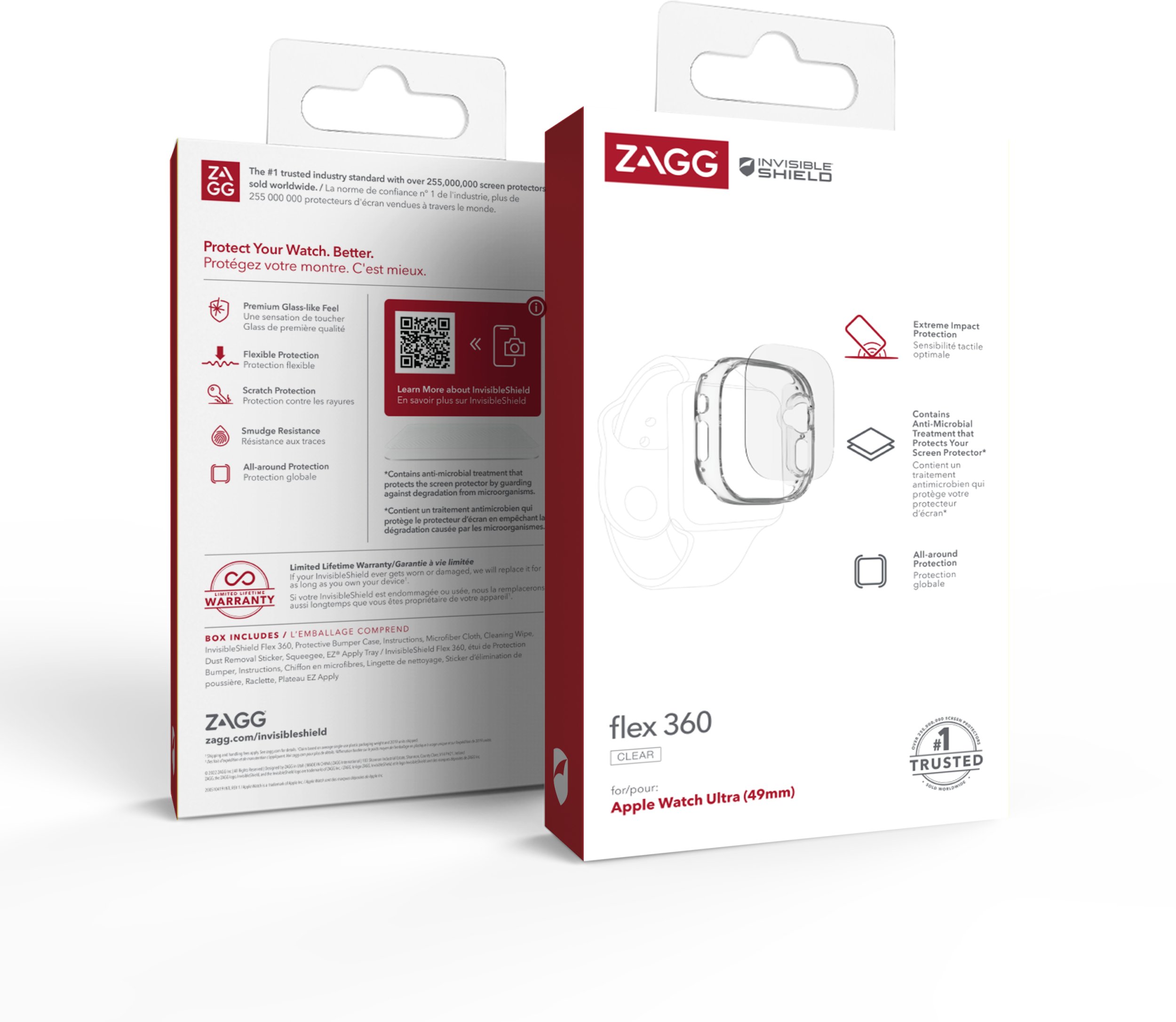 Mbrojtëse InvisibleShield Flex 360 për Apple Watch Ultra 49mm, set mbrojtës ekran dhe kornize, transparente