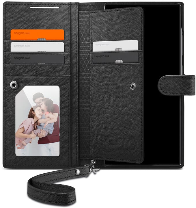 Këllëf Spigen Spigen Wallet S Plus për Samsung Galaxy S24 Ultra, i zi