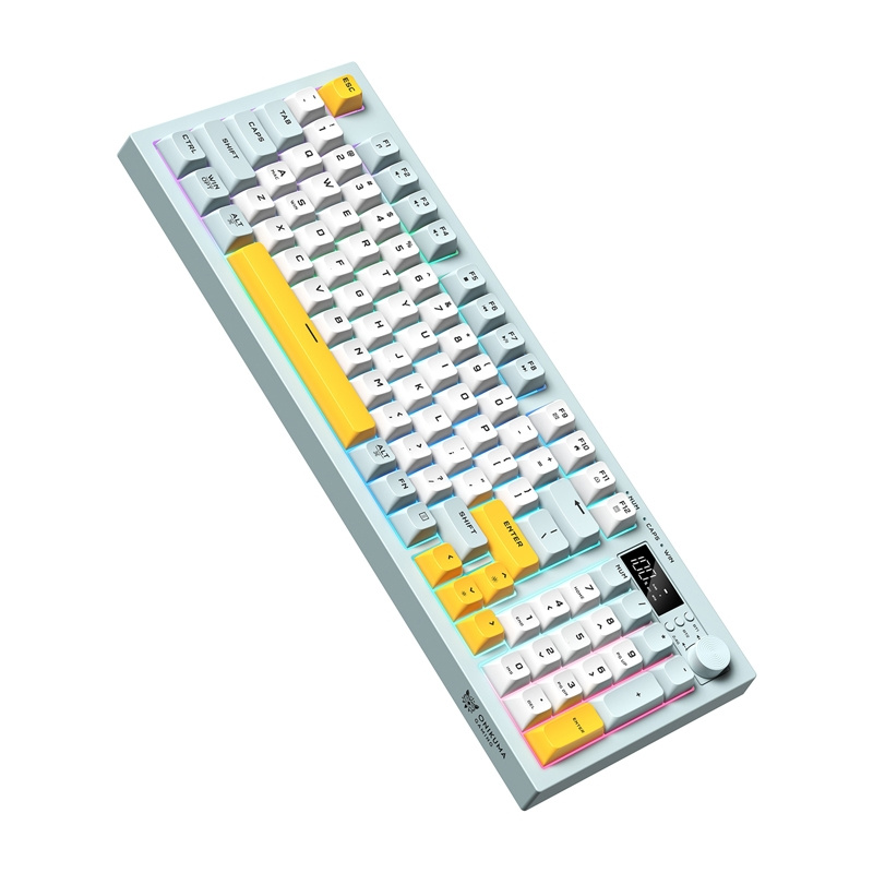 Tastierë wireless ONIKUMA G80, 94 taste, RGB, gri me të verdhë
