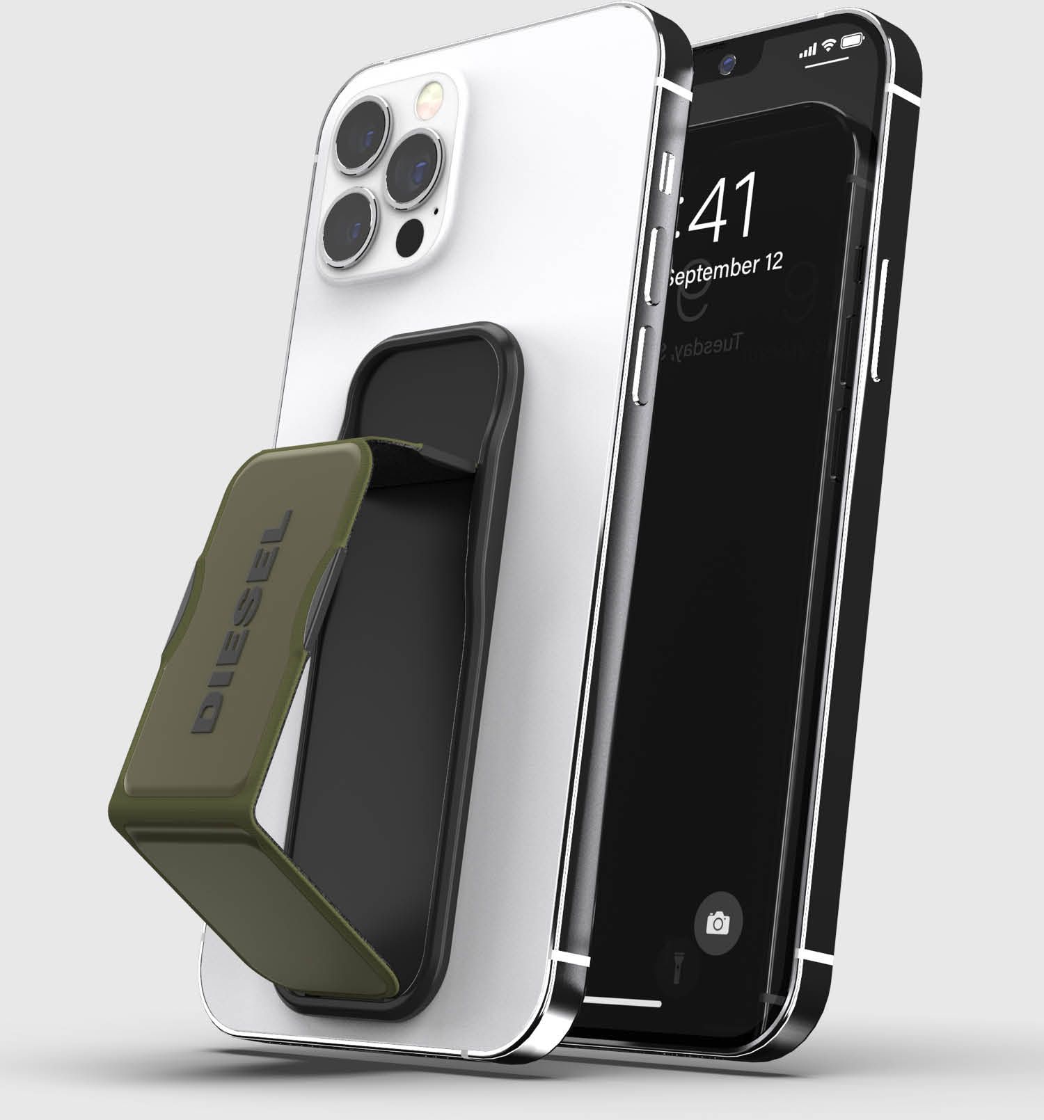 Mbajtëse unazë për telefon Diesel Finger Ring Grip and Stand FW20, universale, metalike, argjend