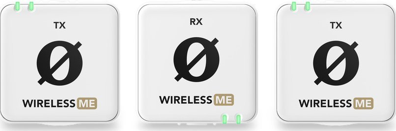 Mikrofon pa tela Rode Wireless ME Dual, sistem dykanalësh, USB C, i bardhë