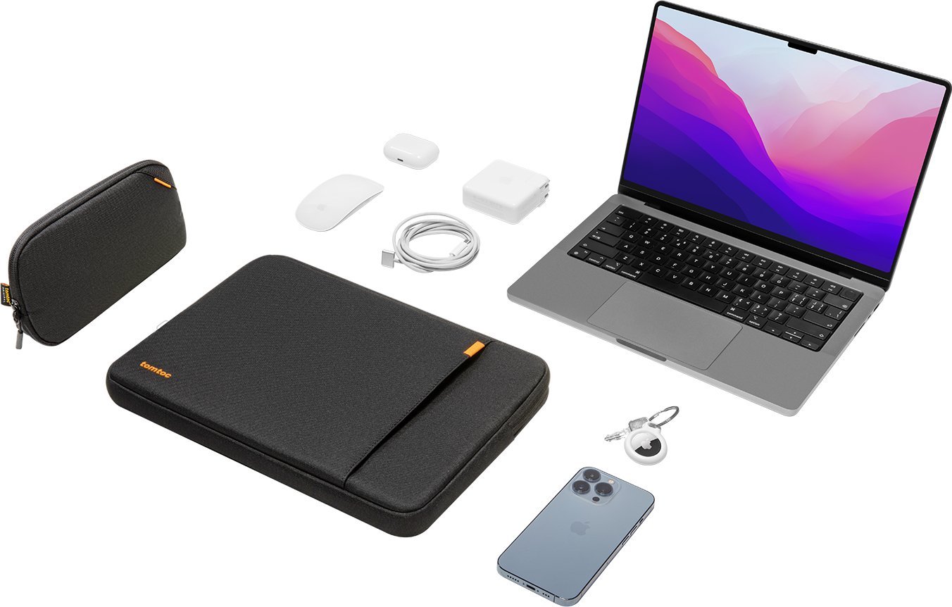 Футрола за лаптоп Tomtoc Defender A13, 13\" MacBook Air Pro, сет со торбичка за аксесоари, црна
