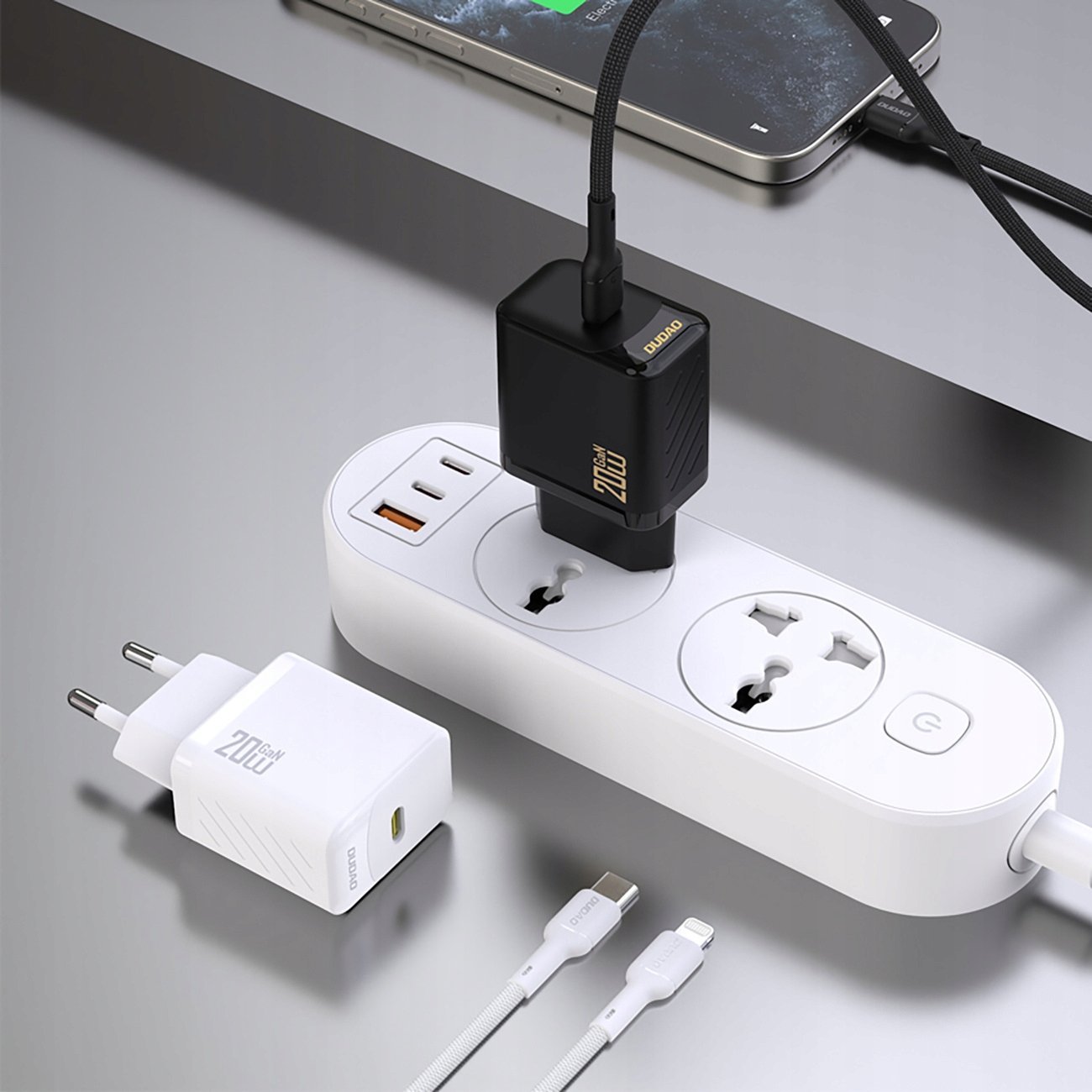 Ngarkues USB Dudao A26EU, 20W GaN, Power Delivery, i bardhë