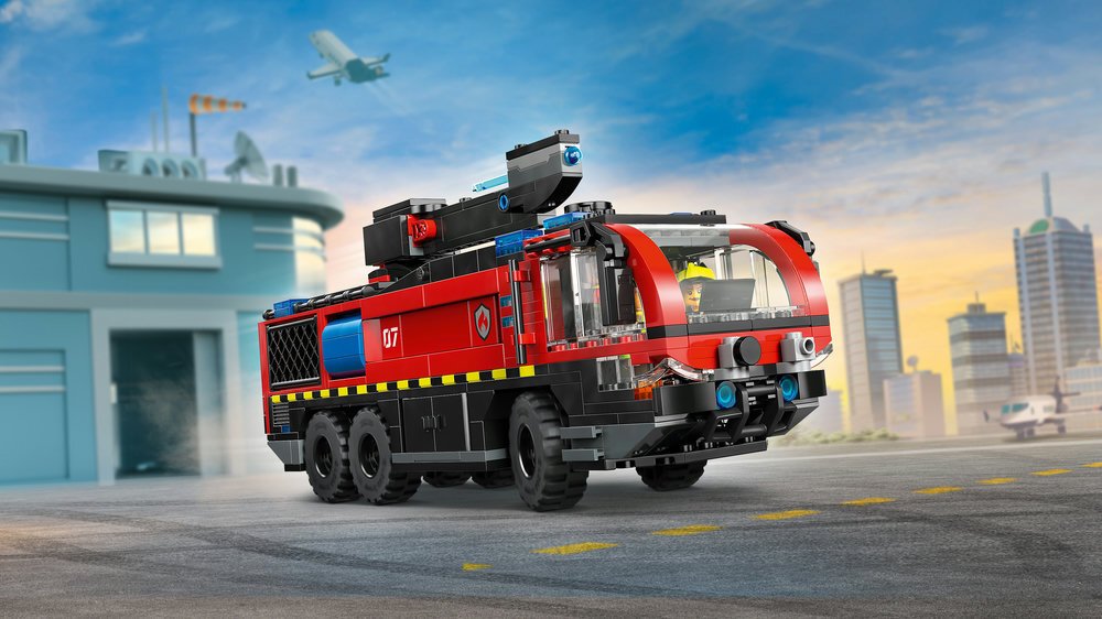 Set lodër LEGO Airport Fire Truck 60499, kamion zjarrfikës aeroporti, ndërtim kreativ, shumëngjyrësh