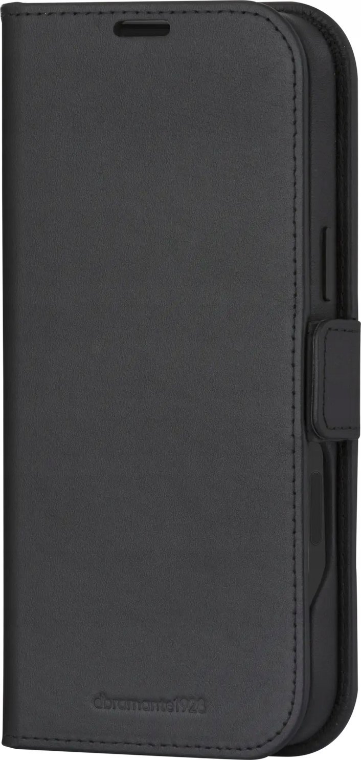 Mbulesë telefoni Dbramante1928 Lynge MagSafe për iPhone 16 Pro Max, lëkurë natyrale, portofol me karta, e zezë