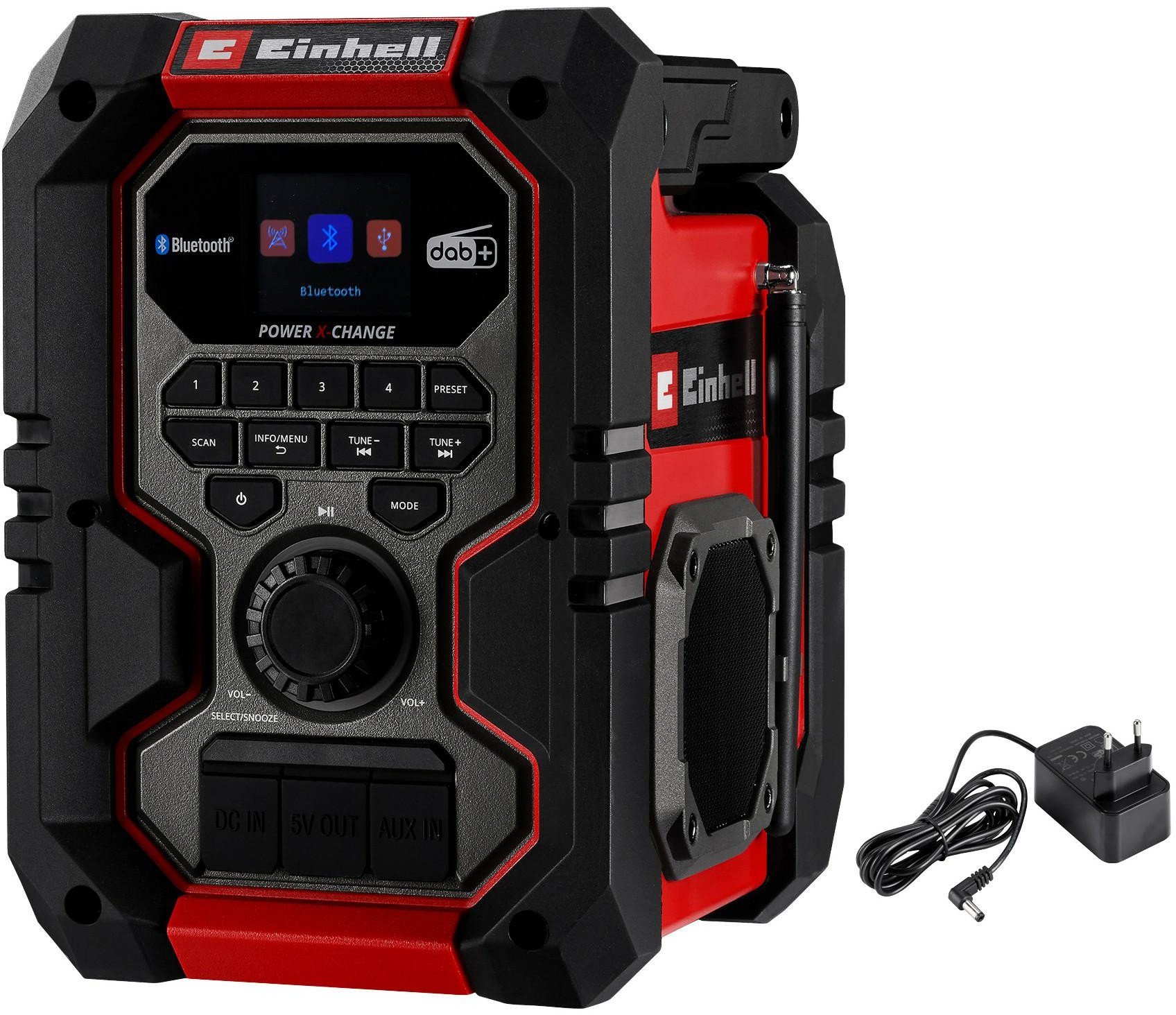 Radio pa kabllo Einhell TE-CR 18 Li, 18V, DAB+ FM Bluetooth, e kuqe