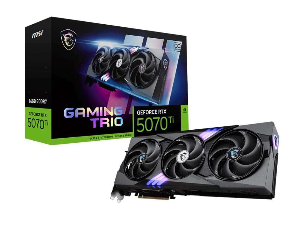 Kartë grafike MSI GeForce RTX 5070 Ti GAMING TRIO OC, 16GB GDDR7, PCIe 4.0, e zezë
