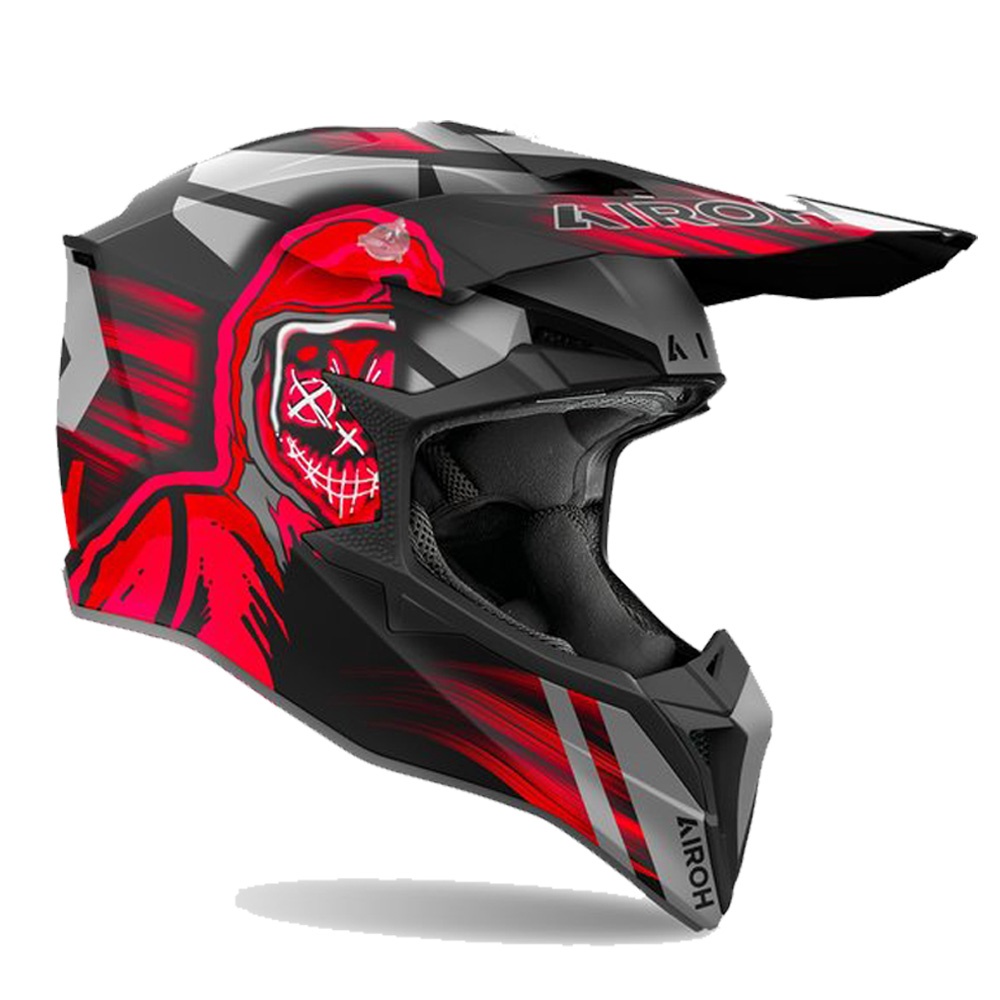 Helmetë motocross Airoh Wraaap Cyber, madhësia L, matt e zezë gri të kuqe
