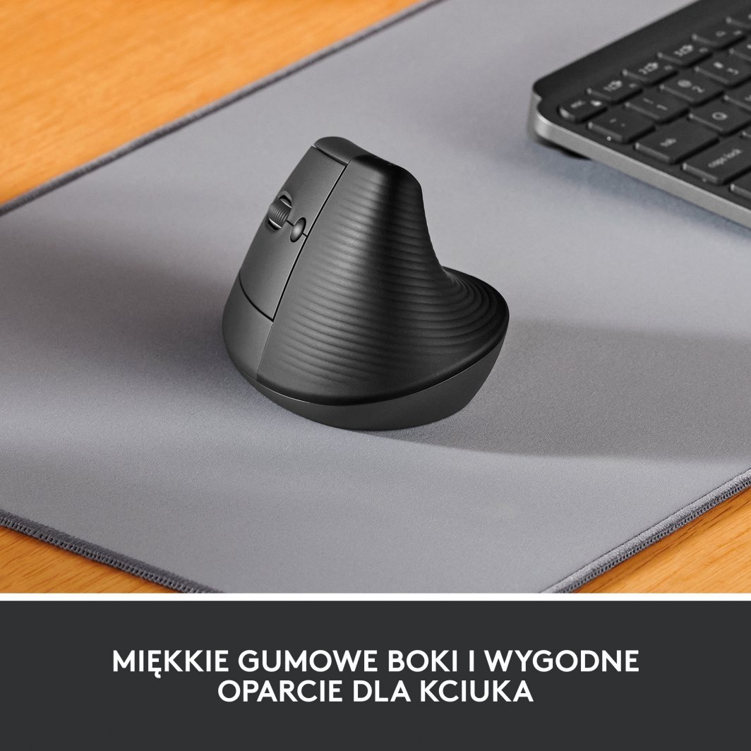 Maus Logitech Lift, për majtakë, wireless, Bluetooth, USB, i hirt