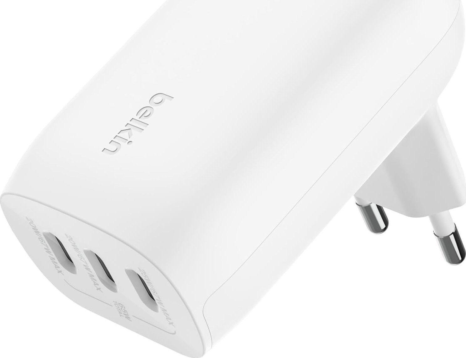 Karikues muri Belkin Boost Charge WCC002VFWH, 3x USB C, 67W, i bardhë