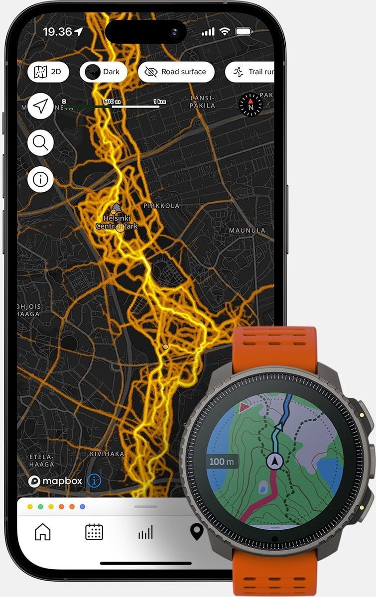 Orë sportive Suunto Vertical Titanium Solar Canyon, GPS, karikim solar, portokalli