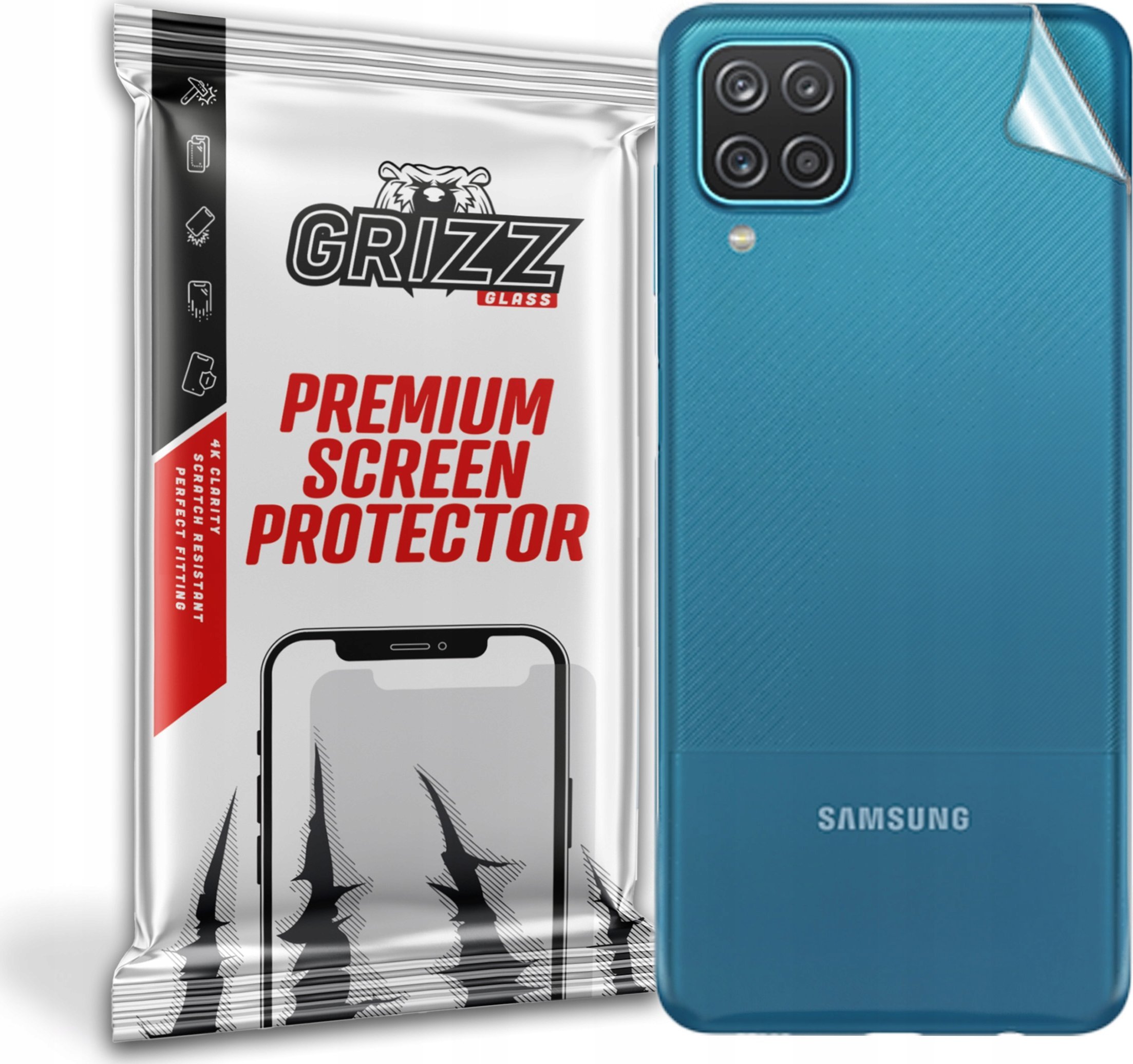 Folie mbrojtëse e pasme GrizzGlass për Samsung Galaxy A12, fleksibile, transparente