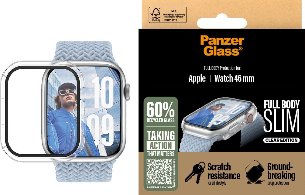 Mbrojtëse ekrani PanzerGlass Snappie, Full Body Slim, transparente, për Apple Watch 45mm