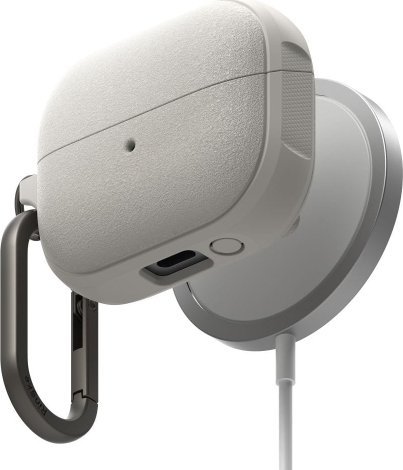 Rasti Ringke Onyx Magnetic MagSafe për Samsung Galaxy Buds 3 3 Pro, TPU, me karabinë, gri e ngrohtë