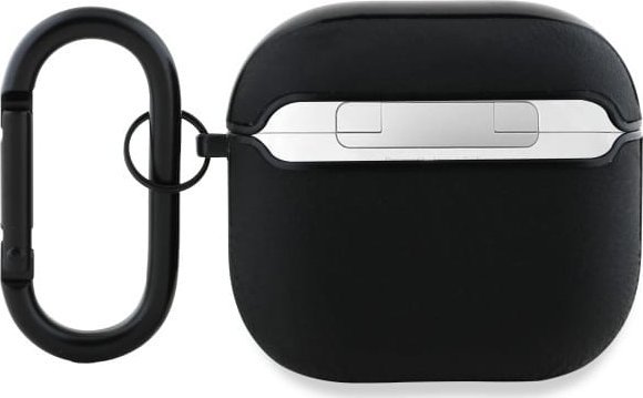 Mbulesë kufjesh BMW Genuine Leather për AirPods 4, lëkurë natyrale, me karabinë, e zezë