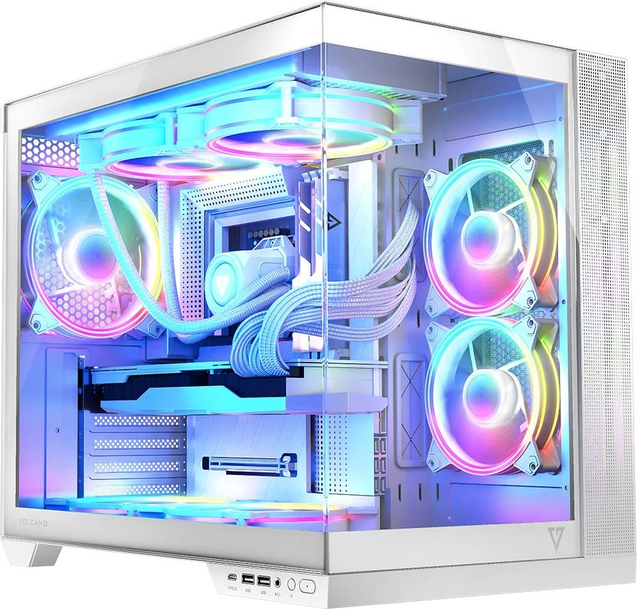 Kasë Modecom Volcano Panorama Apex ARGB 7F, e bardhë, Midi Tower