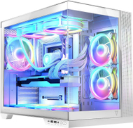 Kasë Modecom Volcano Panorama Apex ARGB 7F, e bardhë, Midi Tower