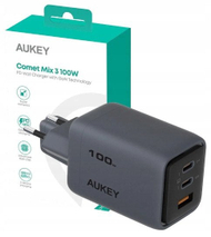 Ѕиден полнач Aukey PA-C5 Comet Mix 3, 100W, 2x USB-C и 1x USB, сив