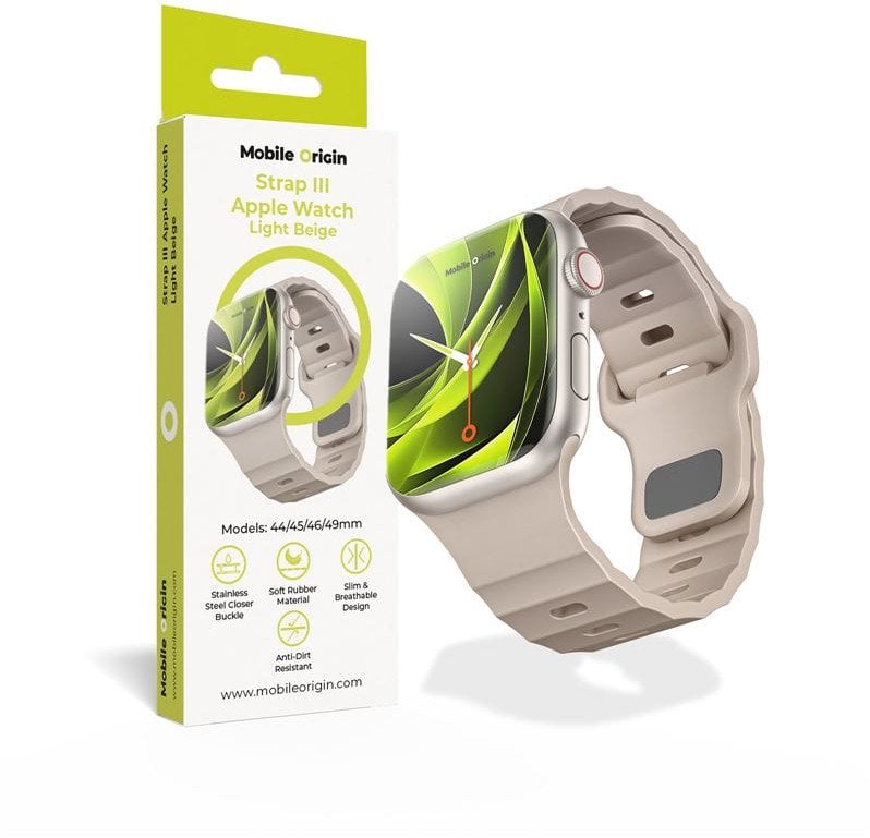 Rrip dore Mobile Origin Strap III, fluororubber, 44 49mm, bezhë e çelët
