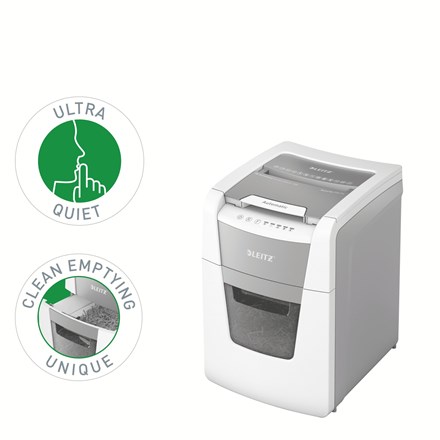 Shredder dokumentesh Leitz Small Office 100, auto 100 fletë, P-4, gri e bardhë