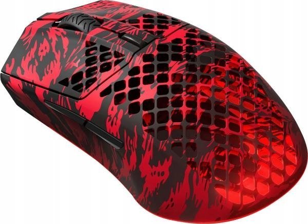 Maus lojërash SteelSeries Aerox 3 Wireless FaZe Clan Edition, ultra i lehtë 68 g, RGB, kuqe e zezë