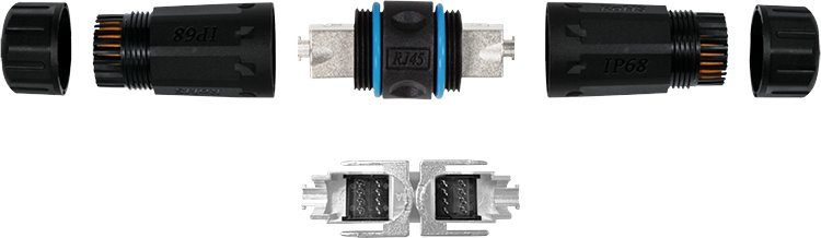 Zgjatues kabllor rrjeti LogiLink Outdoor IDC, IP68, për Cat.6A Cat.7 Cat.7A Cat.8, i zi