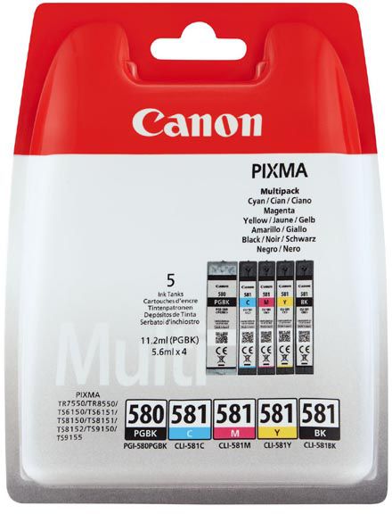 Ngjyrë Canon PGI-580PBK dhe CLI-581 CMYK (2078C005), e zezë