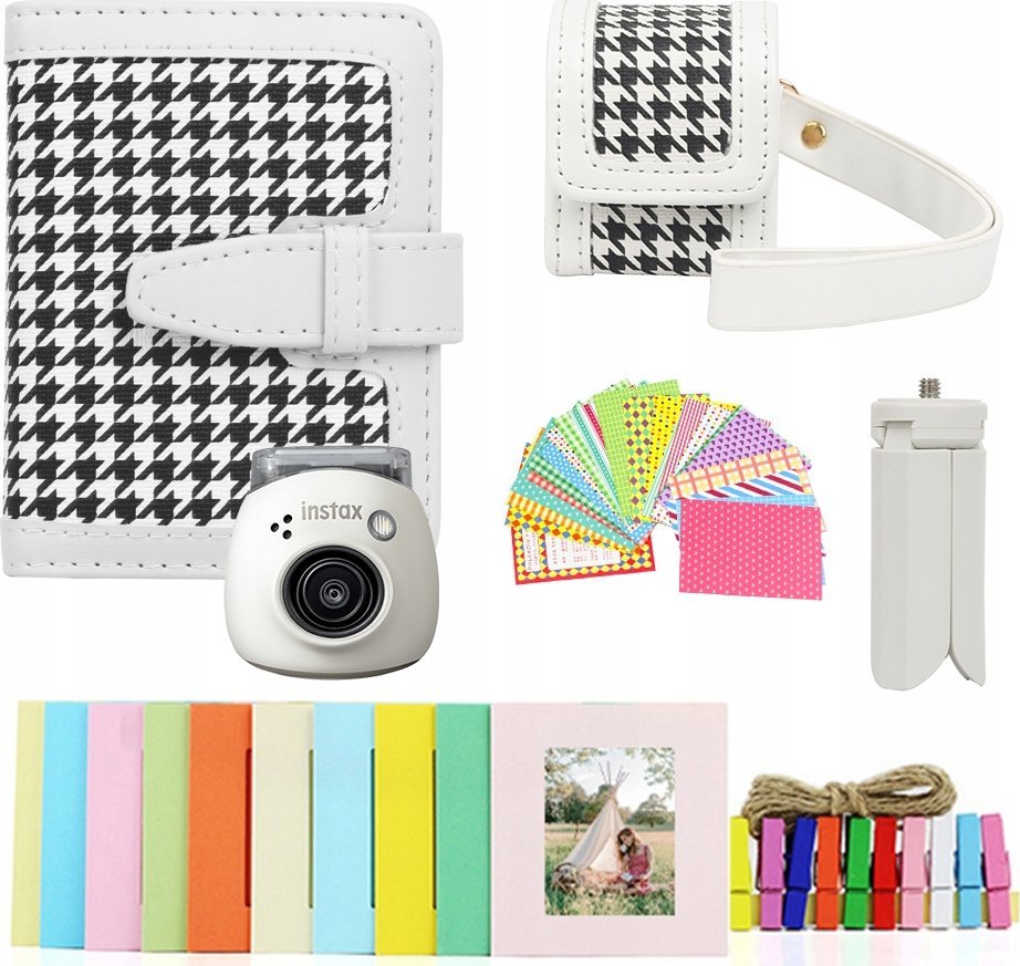 Set aksesorësh Loveinstant për Fujifilm Instax Pal, 5 në 1, çantë, album, korniza, ngjitëse, tripod, e bardhë