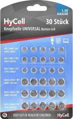 Set baterish buton HyCell 5015473-510, 5x AG1 deri AG13, argjendtë