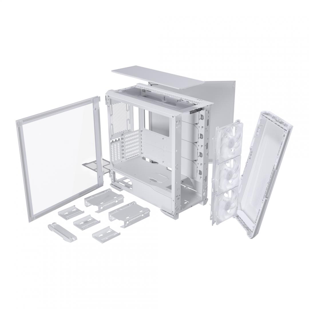 Kase PC Phanteks Eclipse G500A DRGB, xham i temperuar, 3 ventilatorë 140mm ARGB, e bardhë