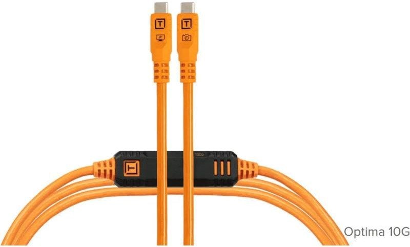 Set kabllosh Tether Tools LeverLock Optima 10G, për kamera dhe PC, i portokalltë