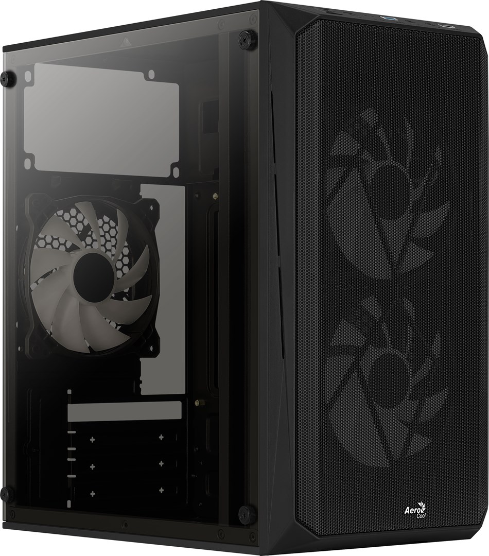 Kuti kompjuteri Aerocool CS-107 FRGB, mini tower, panel akrilik, e zezë
