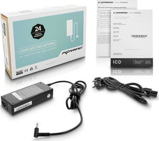 Karikues laptopi Movano për HP Envy Pavilion, 19.5V 4.62A, prizë 4.5x3.0 mm, i zi