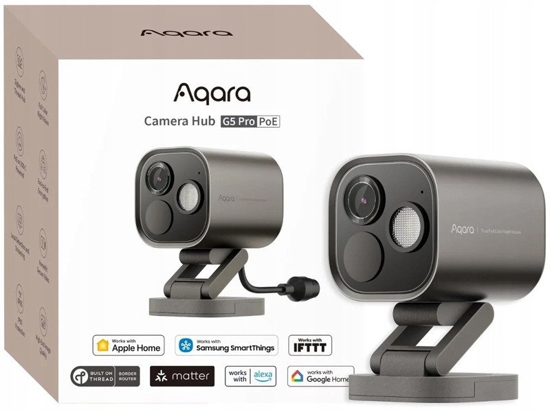 Kamerë e jashtme smart Aqara Camera Hub G5 Pro PoE, 4MP, IP65, gri