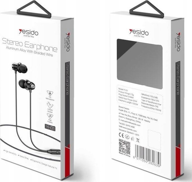 Kufje me tela Yesido YH31, stereo, mikrofon, 3.5mm, 1.2m, të zeza
