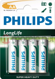 Bateri AA Philips LongLife R6, 4 copë