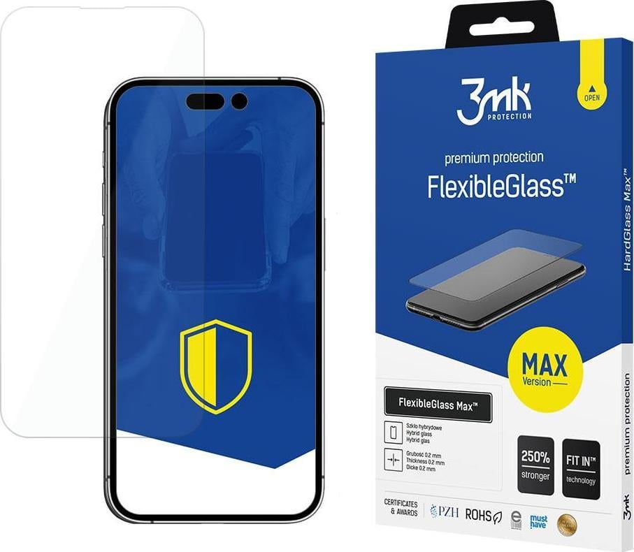 Xham mbrojtës 3MK FlexibleGlass Max për Apple iPhone 14 Pro Max, hibrid, transparanet