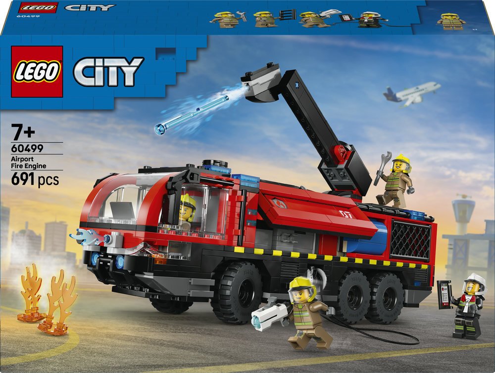Set lodër LEGO Airport Fire Truck 60499, kamion zjarrfikës aeroporti, ndërtim kreativ, shumëngjyrësh