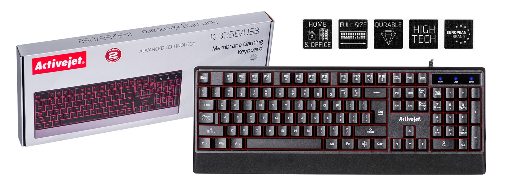 Tastierë Activejet K-3255, USB, e zezë