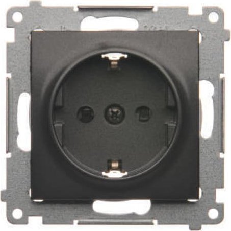 Prizë murale Kontakt Simon 54 Schuko, me roleta mbrojtëse, 16A 250V, e zezë mat