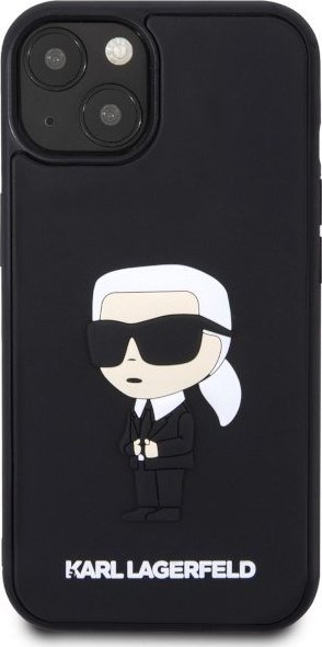 Mbulesë telefoni Karl Lagerfeld KLHCP14M3DRKINK për iPhone 14 Plus, koleksioni Rubber Ikonik 3D, e zezë