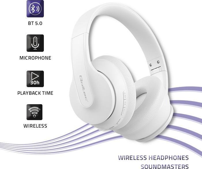 Kufje pa tela Qoltec 50845, Bluetooth 5.0, mikrofon, të zeza