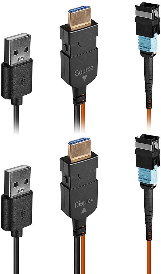 Kabllo HDMI me fibër optike Lindy 38360, 100m, 8K, portokalli