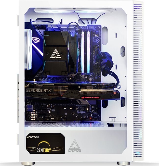 Kasë Montech X3 TG RGB, e bardhë, Midi Tower