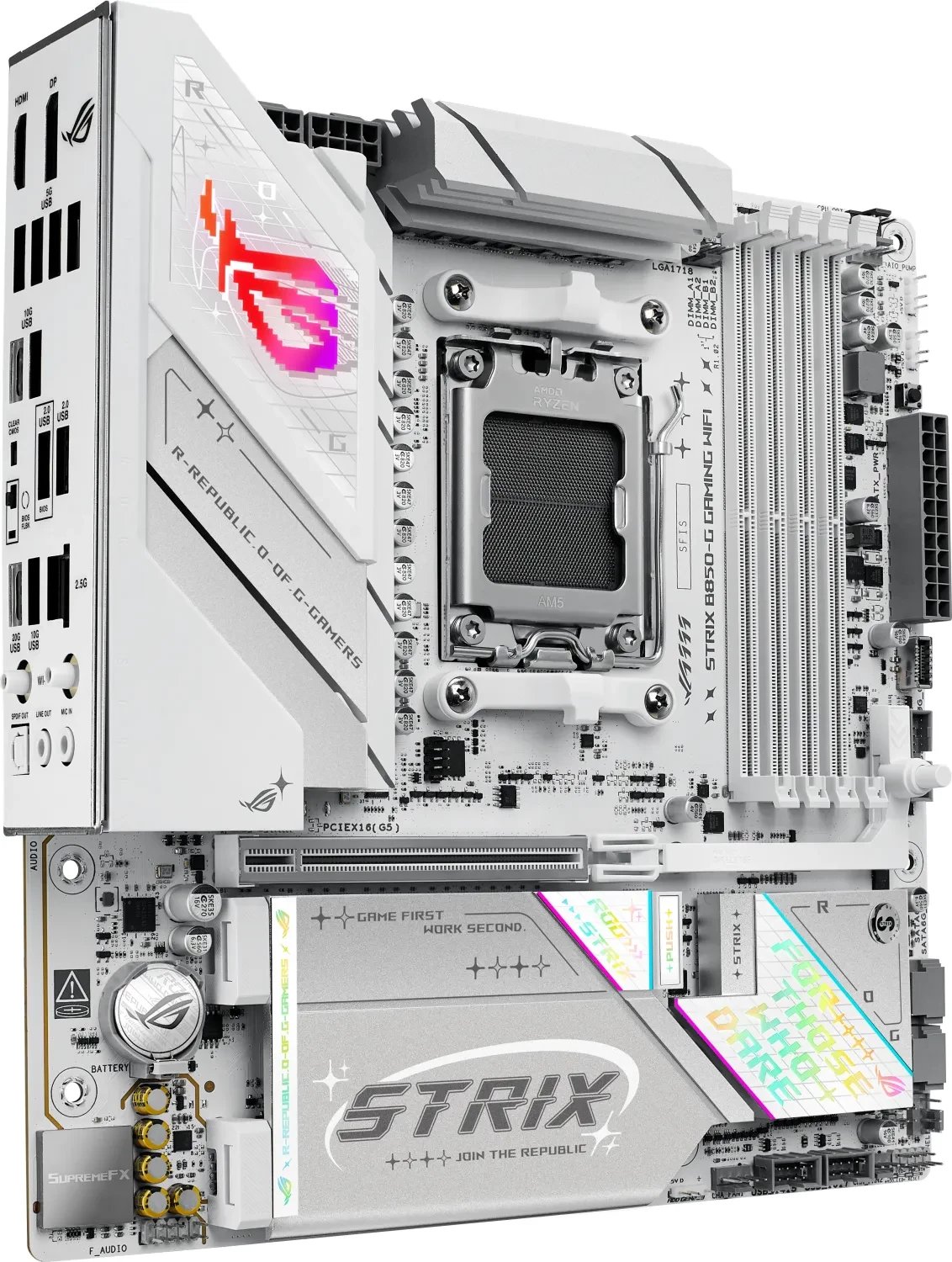 Pllakë amë ASUS ROG STRIX B850 G GAMING WIFI, Socket AM5, DDR5, Micro ATX, e bardhë