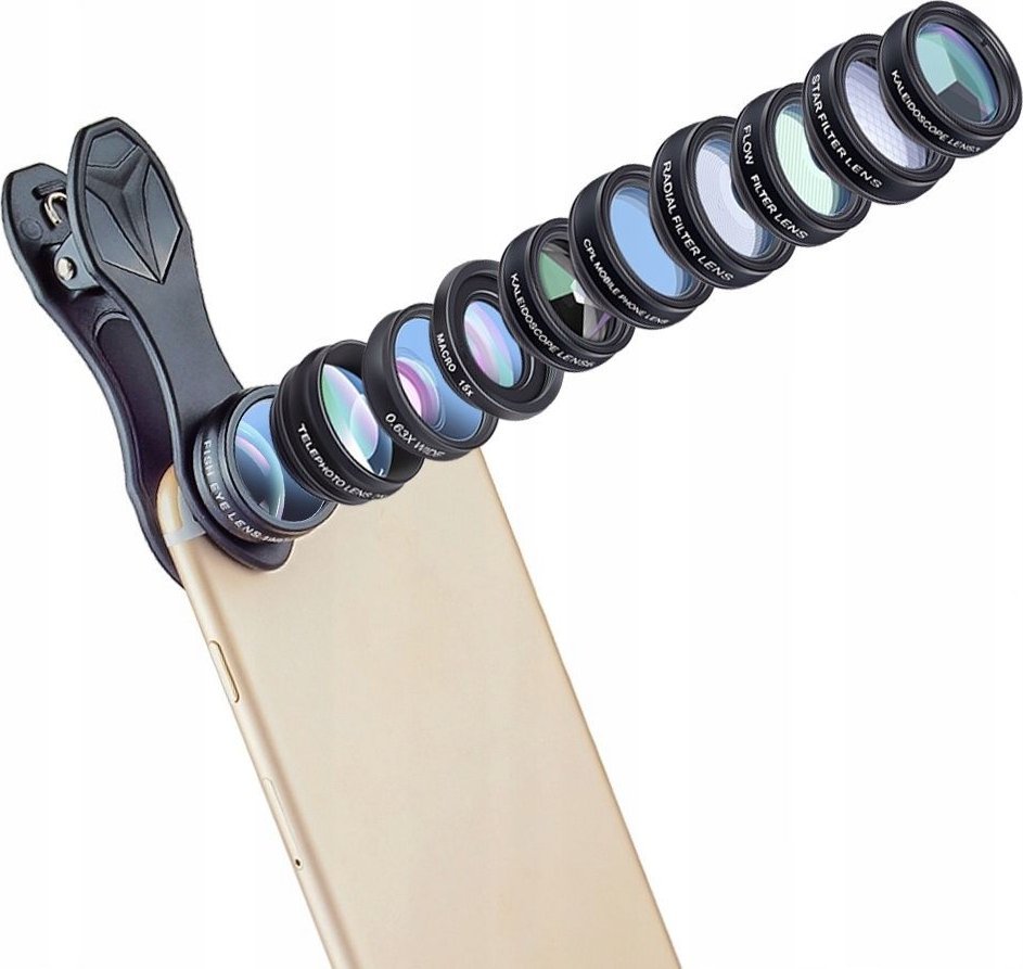 Set lentesh për smartphone Apexel 12 in 1 APL 22XDG9, 22x telefoto, fisheye, 15x makro