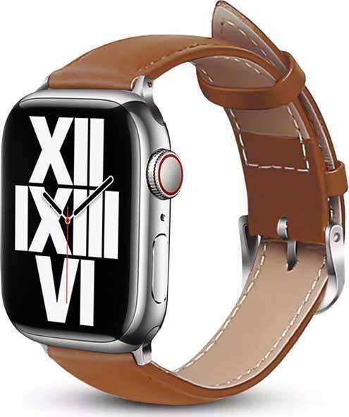 Rrip për Apple Watch Crong Noble Band, lëkurë natyrale, 42/44/45/49 mm, mokka