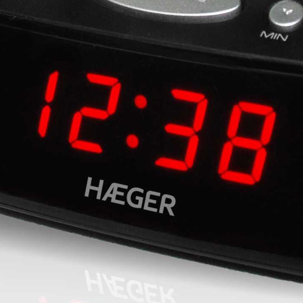Radio orë HAEGER Snoozer, AM FM, funksion snooze dhe sleep, e zezë